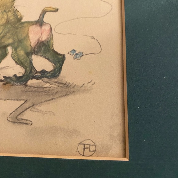 Toulouse Latrec - 1800’s Vintage Circus Art - TLC - Clown Monkey Signed Fine Art - Picture 6 of 11